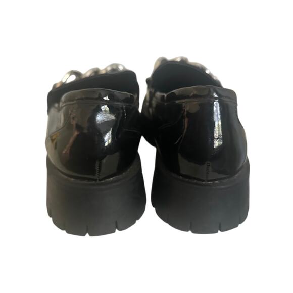 FOREVER 21 Black Patent Leather Platform Loafers Woman Size 8 - Picture 6 of 8